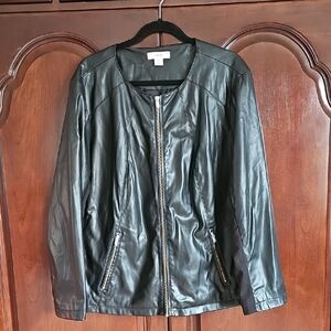CJ Banks Sleek Black Leather Jacket